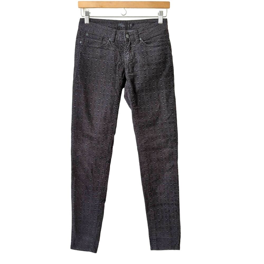prAna Trinity Cord Pants Womens 0 Gray Charcoal Printed‎ Pattern Corduroy Skinny